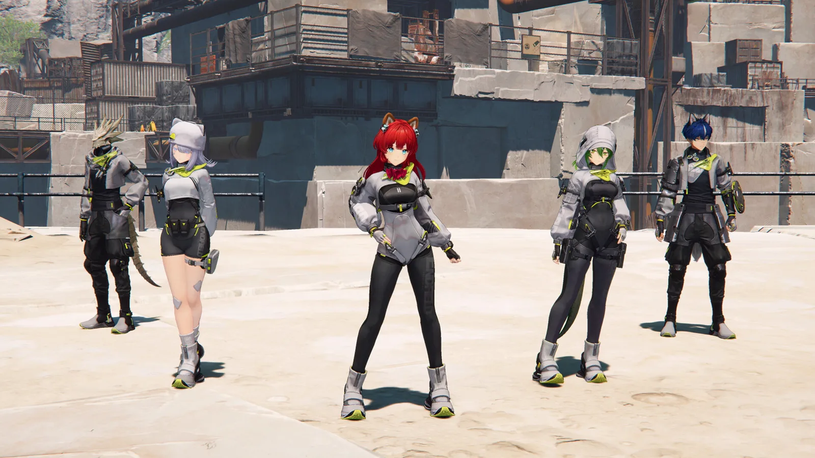 Arknights: Endfield official screenshot of five operators standing in a line-up