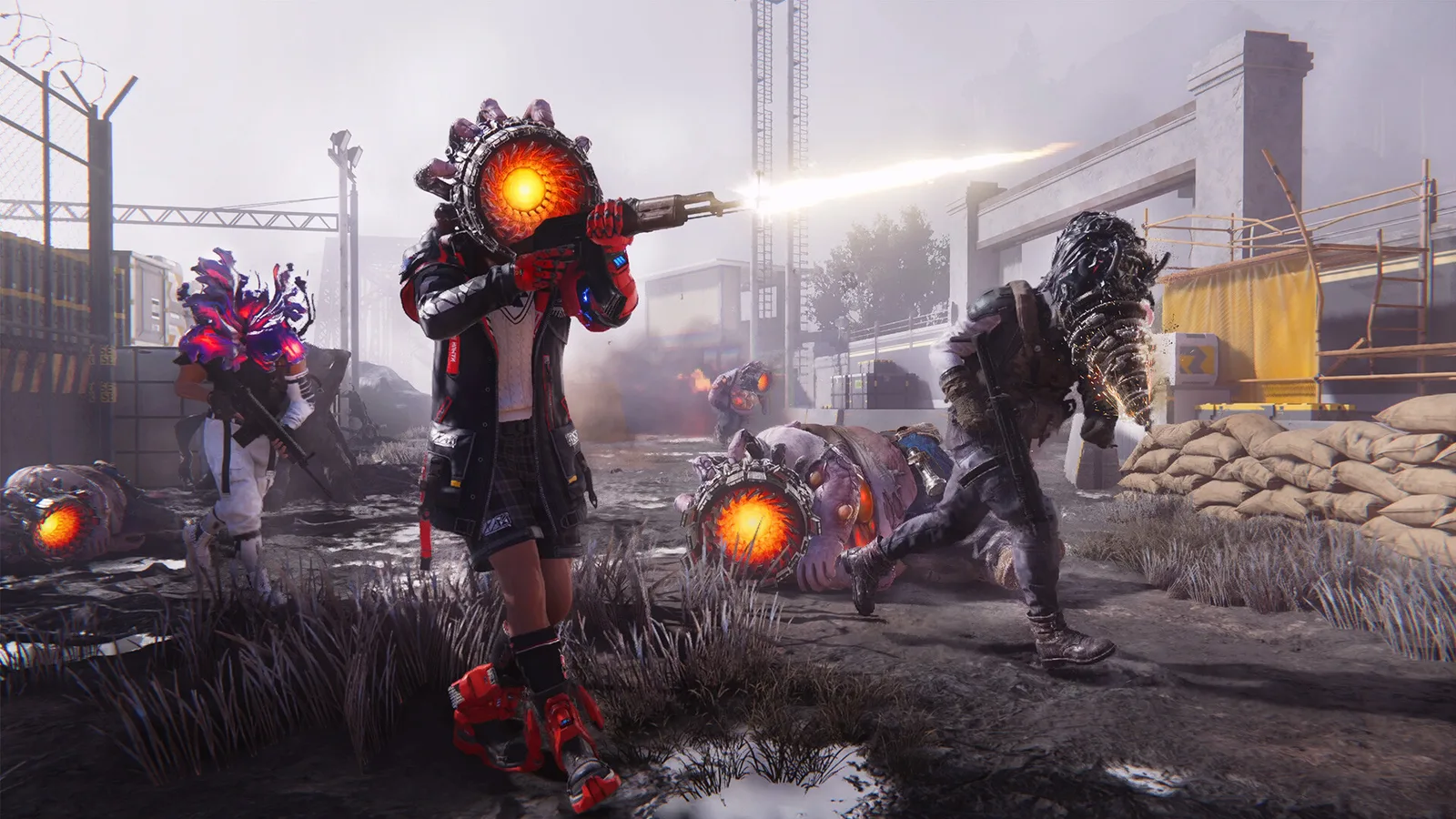 Once Human official screenshot of a firefight alongside mutated creatures